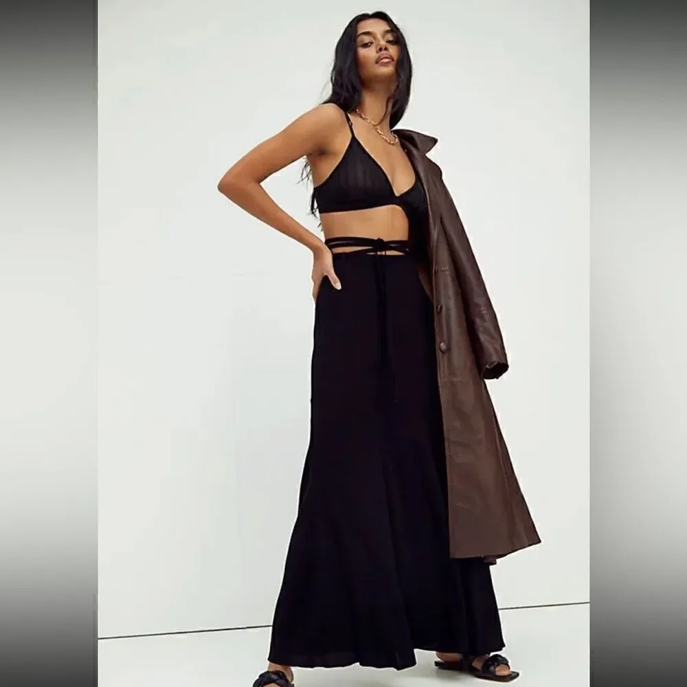 NEW FREE PEOPLE THATS A WRAP SOLID MAXI SKIRT